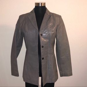 Kenneth Cole New York Gray Leather Coat